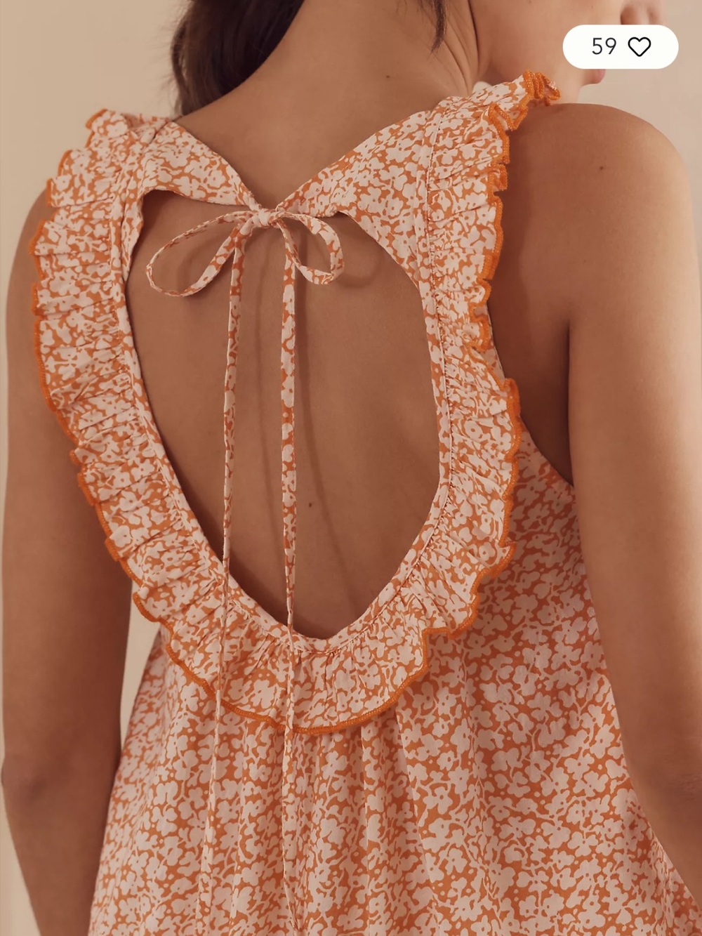 Anthropologie Sleeveless Ruffle Nap Dress in Orange Cottagecore Floral - Picture 2 of 8